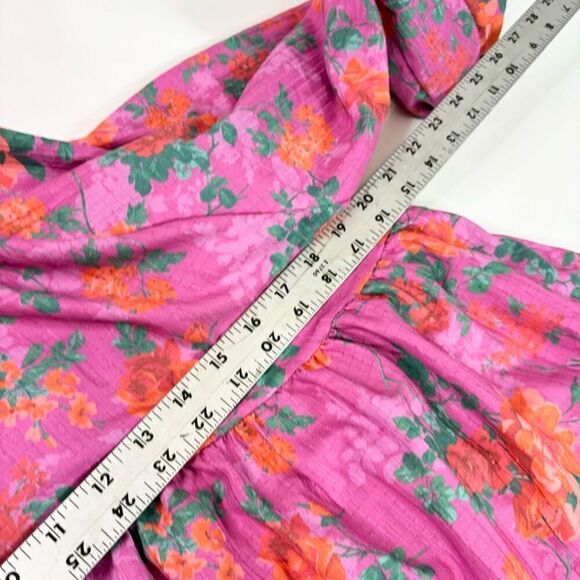 Fantastic Fawn Dress Womens Medium Pink Floral Puff Sleeve Mini NWT Cottagecore - Picture 7 of 12